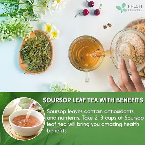 Image of 2.5oz Premium Soursop Graviola Dried Leaves Tea, Finest Soursop Tea Size, Lovely Taste, 100% Natural & Pure, Wildcrafted, Graviola, Soursop, Hoja Guanabana Tea, Caffeine / Sugar / Gluten Free, Vegan Product
