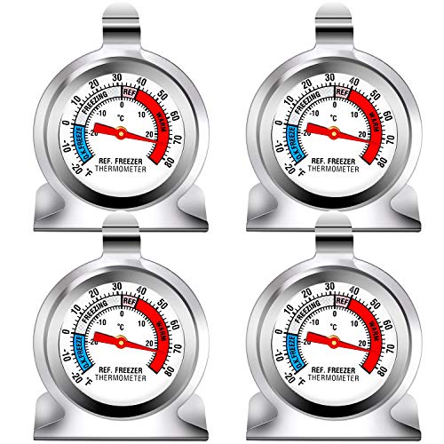 Ruisita 4 Pack Fridge Thermometer Refrigerator Thermometer Classic Series Large Dial Thermometer Temperature Thermometer with Hanging Hook and Retractable Stand Ruisita 4 Pack Fridge Thermometer Refrigerator Thermometer Classic Series Large Dial Thermometer Temperature Thermometer with Hanging Hook and Retractable Stand