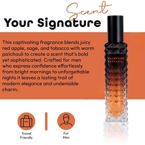 Valentine Fantastic Cologne for Men, Premium Glass Bottle with Oriental Notes, Eau de Parfum and 3.4 Fl Oz / 100ML + 30ML Travel Spray, Fragrance for Men Gift Set - Image 3