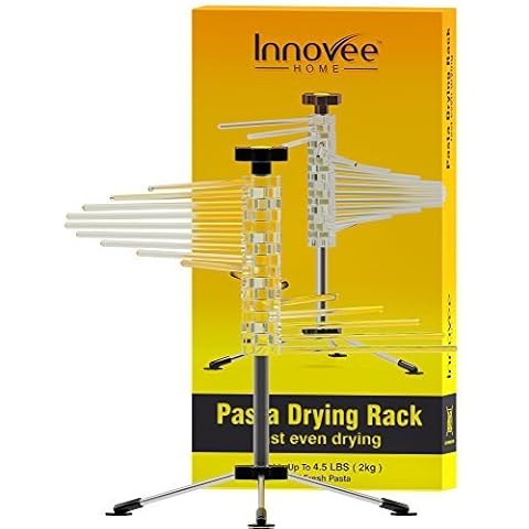 Nuvantee Pasta Drying Rack - Noodle Dryer - Spiral Design Holds 4.5 Pounds (2 KG) - 16 Food Grade BPA free Rods Cover