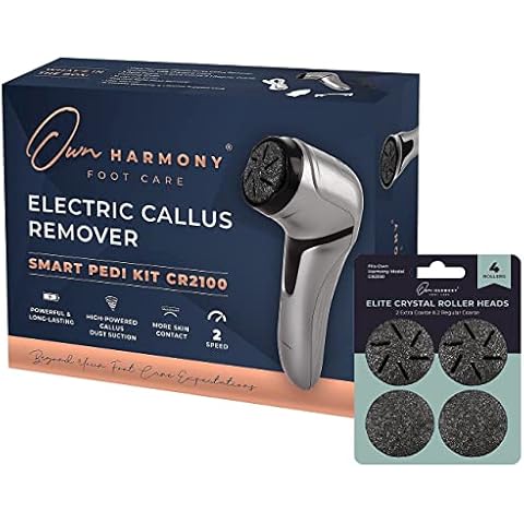 Own Harmony Electric Foot Callus Remover with Vacuum and 7 Rollers Bundle - Professional Pedicure Tools Kit for Powerful Pedi Feet Care Vac, Electronic Foot File - Best for Hard Dry Cracked Dead Skin Cover