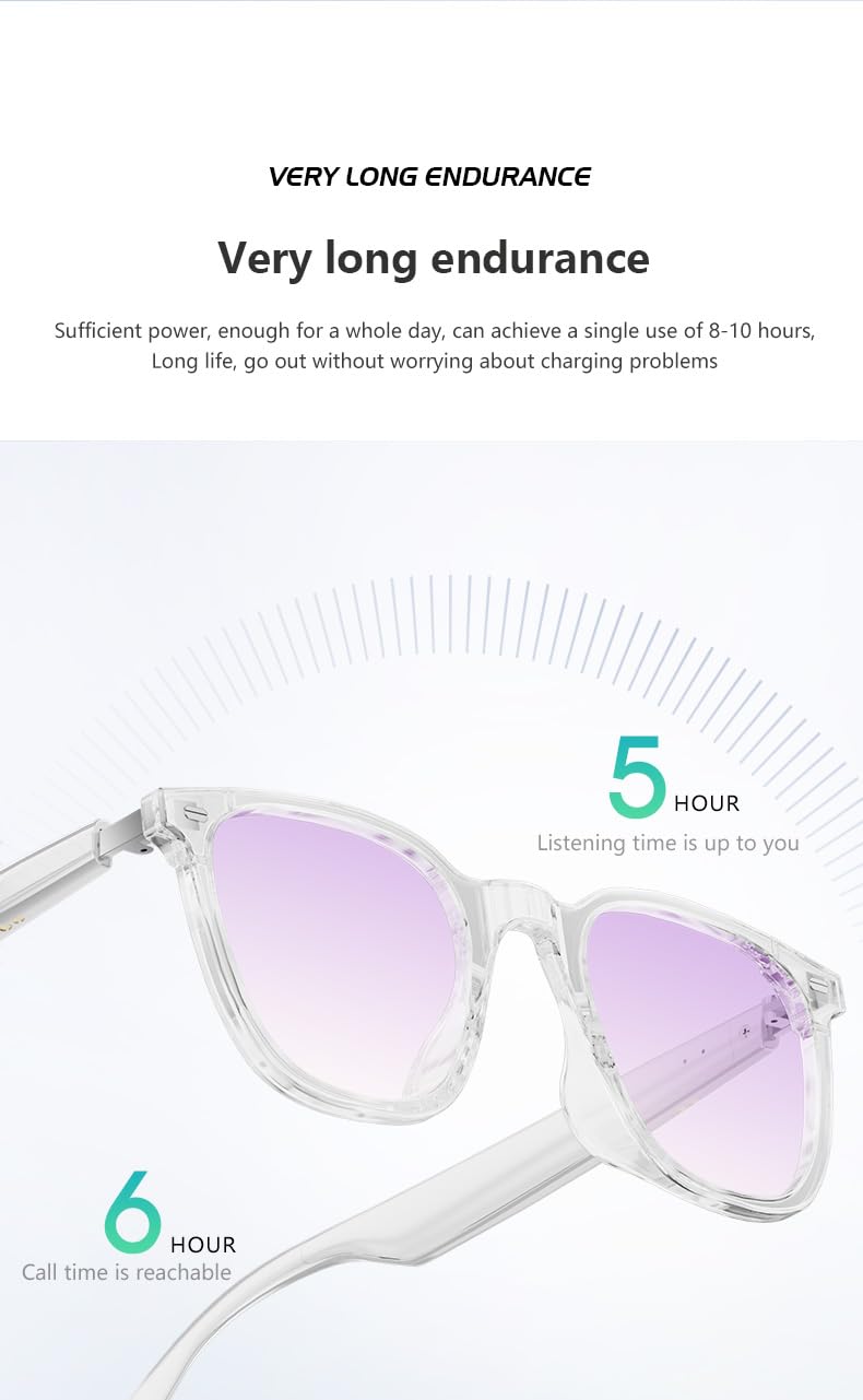 Lunettes Intelligentes avec Caméra 1080p 8 MP, Commande Vocale, Assistant IA, Reconnaissance d'Objets, pour Vlogging, Conférences et Enregistrement Vidéo (Violet)