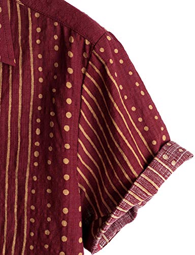 Vatpave Mens Summer Tropical Shirts Short Sleeve Button Down Aloha Hawaiian Shirts Medium Winered #TOP3