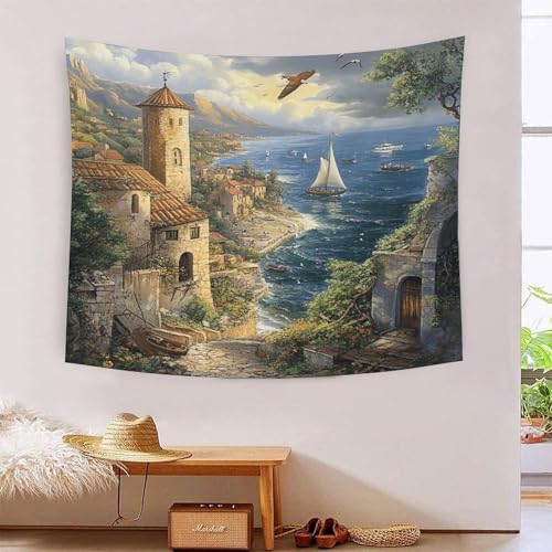 Tapisserie murale plage 3D en polyester doux grand format poster