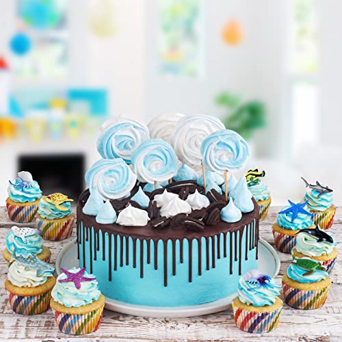 PLULON 32Pcs Meerestierfiguren Spielzeug, Meeresbewohner Tierspielzeug Kinder Spielfiguren Kunststoff Tiere Kuchendeckel für Kinder Party Favor Supplies, Geburtstagsgeschenke