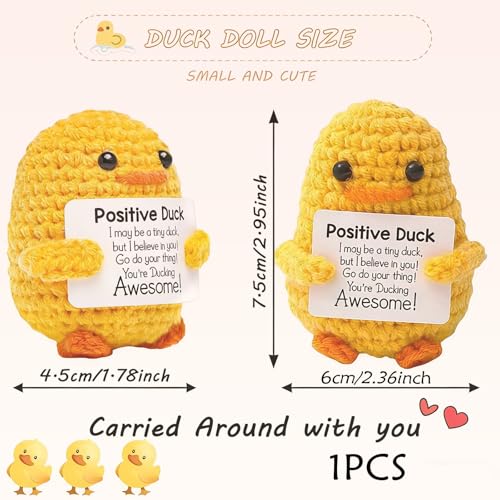 Image of Crochet Toys, Handmade Crochet Duck Doll, Soft Toy for Emotional Support, Cute Crochet Gift for Women, Teens, Friends, Desk Decor, Travel Companion, Yellow