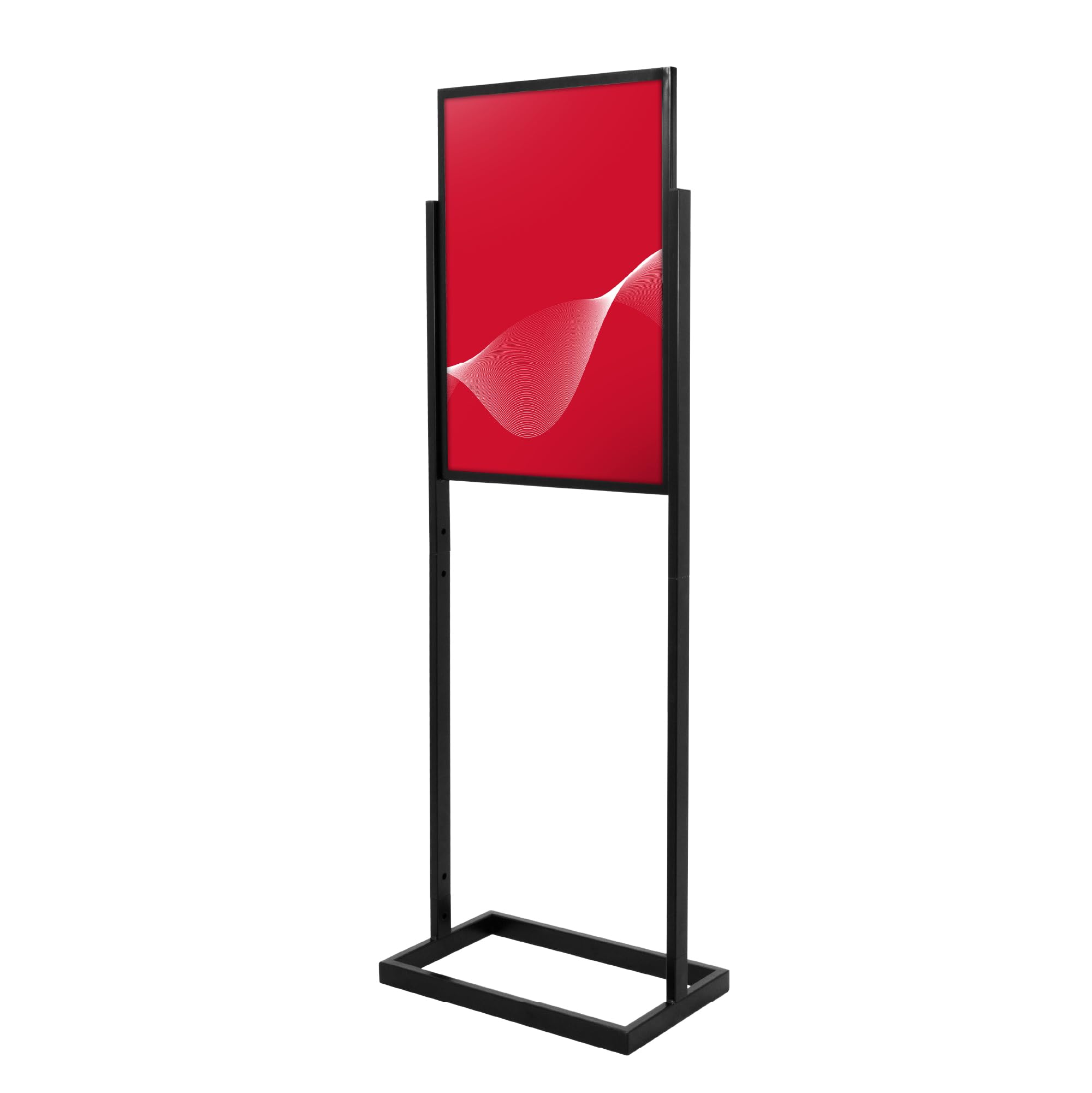 Support stop trottoir noir en acier double face 508 x ±706 mm, panneau publicitaire robuste pour affichage intérieur, présentoir métal pour visuel Ouvert/Fermé, montage facile sans outils