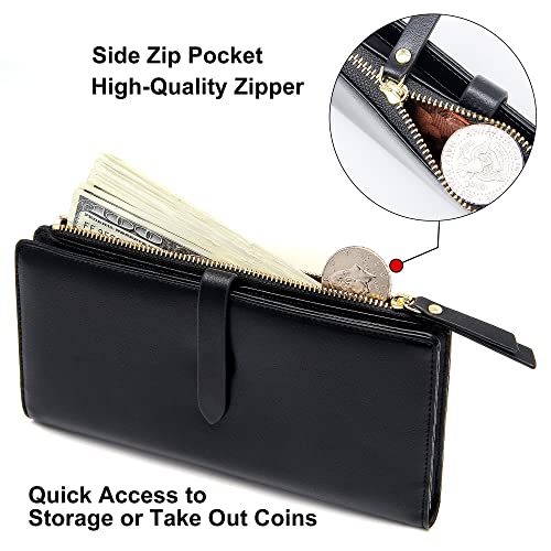 Badiya Ultra Slim Wallet Credit Card Holder Thin Bifold Clutch Wallets with Zipper Pocket for Women4