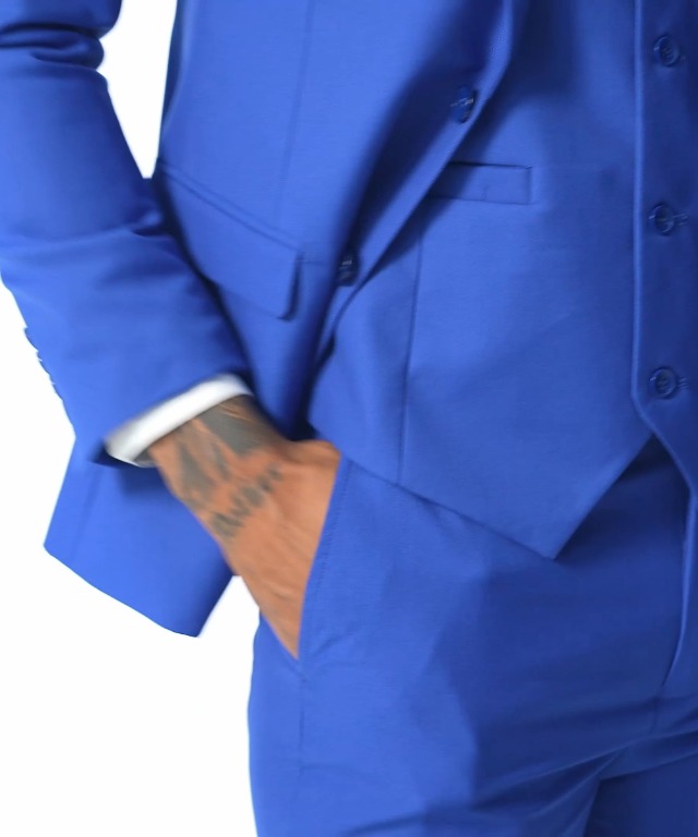 ZKHOECR Men Suits Slim Fit 3 Piece Royal Blue Business Wedding