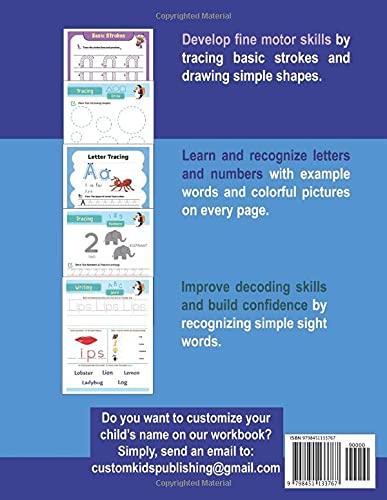 Ian Learn to Write Workbook - Lines, Shapes, Alphabets, Numbers, and Sight Words: Personalized Children Letter Tracing Workbook for Ages 3-5, ... with Colorful Pictures and Example Words image 3