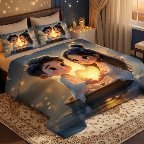 Virasaah 7D Fairy Glow of LoveHouse Collection Double Bedsheet 90x100 inch with 2 Pillow Covers | Good Stitching, Soft Fabric & Vibrant 7D Digital Print for Kids & Couples (Dark)
