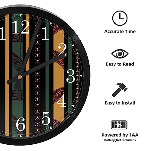 Horloge murale silencieuse à quartz et sans tic-tac avec design élégant à rayures