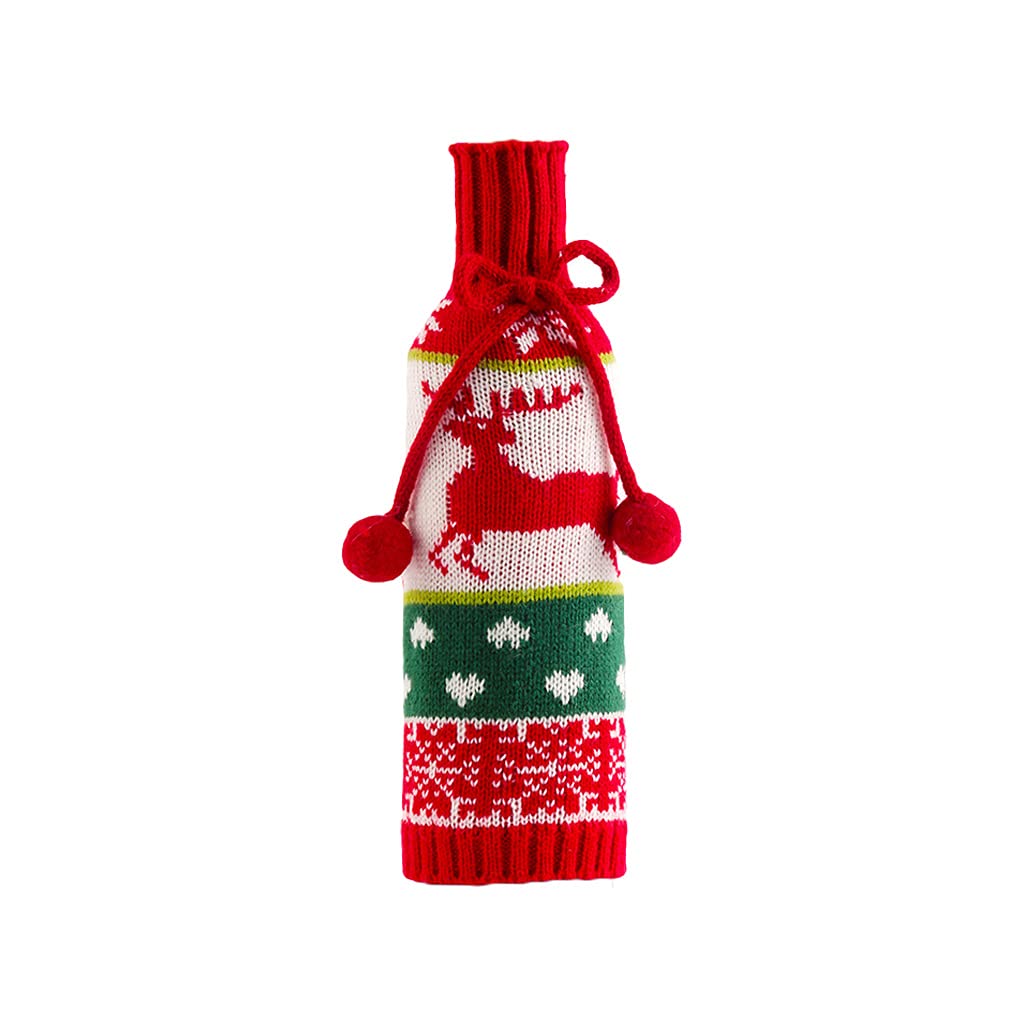 YROHGKPN Bottle Covers Cute Christmas Theme Knit Sweater for Home/Party/Hotel/Restaurant Decoration Elk/Snowman Wine Bottle Cover Christmas