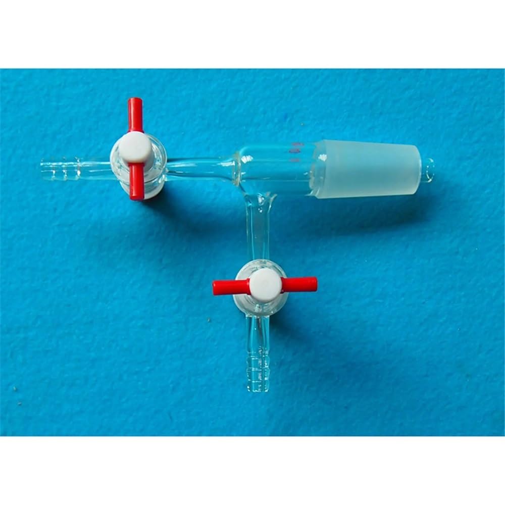 Vetreria da laboratorio Adattatore for trasferimento sottovuoto in vetro 24/40 Due vetrerie da laboratorio in PTFE