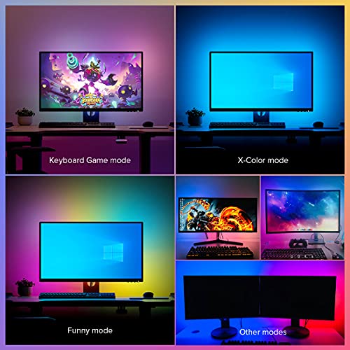 Image of BTF-LIGHTING Immersion PC Monitor LED Backlights WS2812B IC RGB IC for Max 42 inch Synchronize The Colors of The Three Sides Easy to Install Easy to Install DIY Ambient PC Dream Screen Only Windows