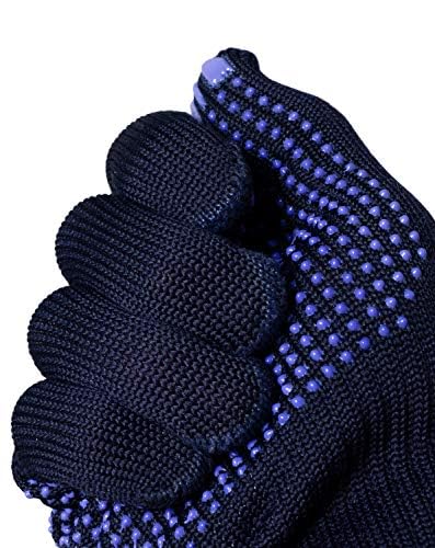 12 Paar JAH 5030 Feinstrick Handschuhe blau mit Noppen gute Passform ohne Nähte griffsicher atmungsaktiv waschbar 70% Polyester außen 30% Baumwolle innen hochwertige mittelschwere Qualität Gr. 10