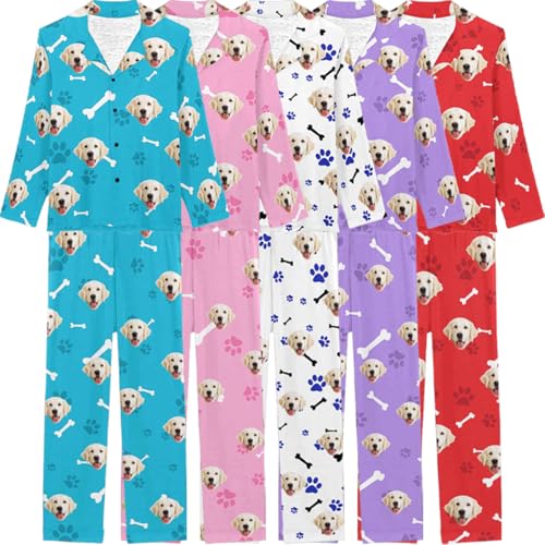Personalized Face Pajamas Set for Women Men Custom Picture Pajamas Sets Long Sleeve Sleepwear Pajamas2