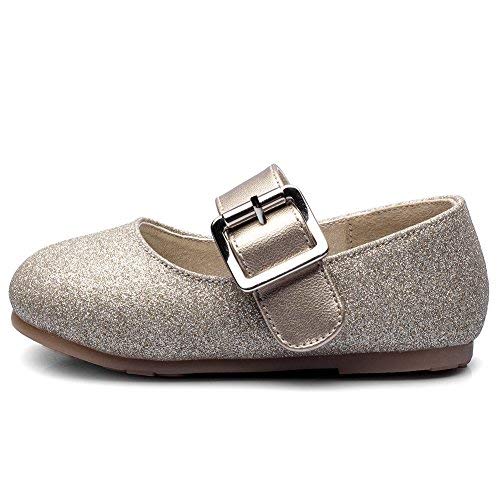 Little Girl's Adorable Buckle Ballerina Flat,Gold,Little Kid,11.5M3