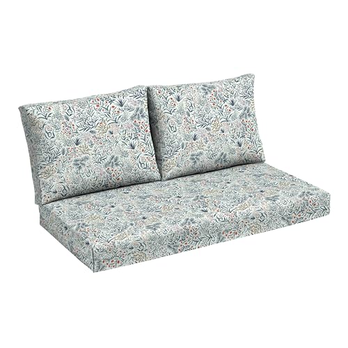 Image of Arden Outdoor Loveseat Cushion Set, 48 x 24, Rain-Proof, Fade Resistant, Cushion Set for Couch, Bench, and Swing Pistachio Botanical