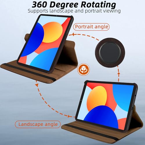 Image of TGK 360 Rotatable Smart Flip Case Cover for Redmi Pad SE 8.7 inch Tablet (Brown)