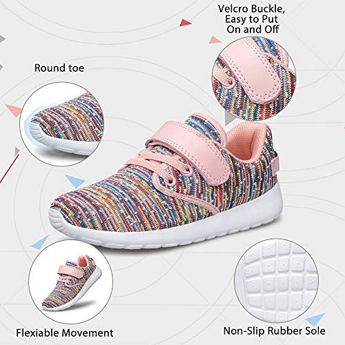 TOEDNNQI Boys Girls Sneakers Kids Lightweight Breathable Strap Athletic Running Shoes for Toddler/Little Kid/Big Kid Multicolored Size 7 - Thumbnail 3