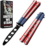Butterfly Knife - Balisong Trainer - American Practice Butterfly Trainer with Sure Spring Latch - Balisong Knives NOT Real NOT Sharp Blade - Full Stainless Steel Fake Dull Trick CSGO Fidget Toy K14 U-N