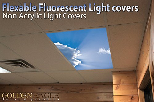 Sunbeam Clouds Sky- 2ft x 4ft Drop Ceiling Fluorescent Decorative Ceiling Light Cover Skylight Film