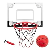 RUNBOW Indoor Mini Basketball Hoop Backboard with Strong Suction Cup for Kids and Adults Over The Door Wall Mounted Basketball Goal Fits Glass, Tile, Marble and Smooth Wood (43x30CM, Without Scorer)