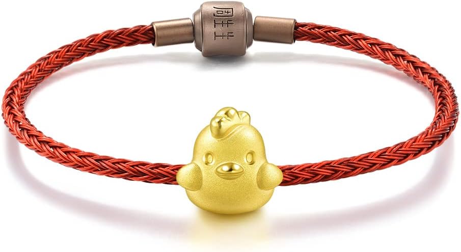 CHOW SANG SANG 999 24K Gold Charme Rooster Chicken Charm Bracelet for Women 89265C