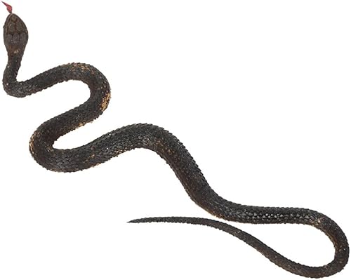 Miniatura 2 de Goolsky Simulación Serpiente de caucho negro imitación serpiente jardín Props juguete divertido complicado (marrón)