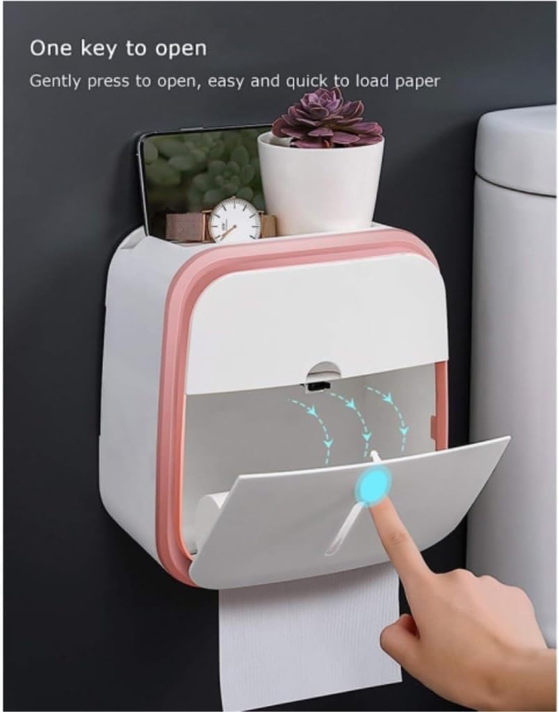 Tissue Box Cover Wall-Mounted Double-Layer Storage Tissue Box Bathroom Kitchen Living Room Tissue Box Double-Layer Punch-Free Tissue Box (Color : A, Size : One Size)