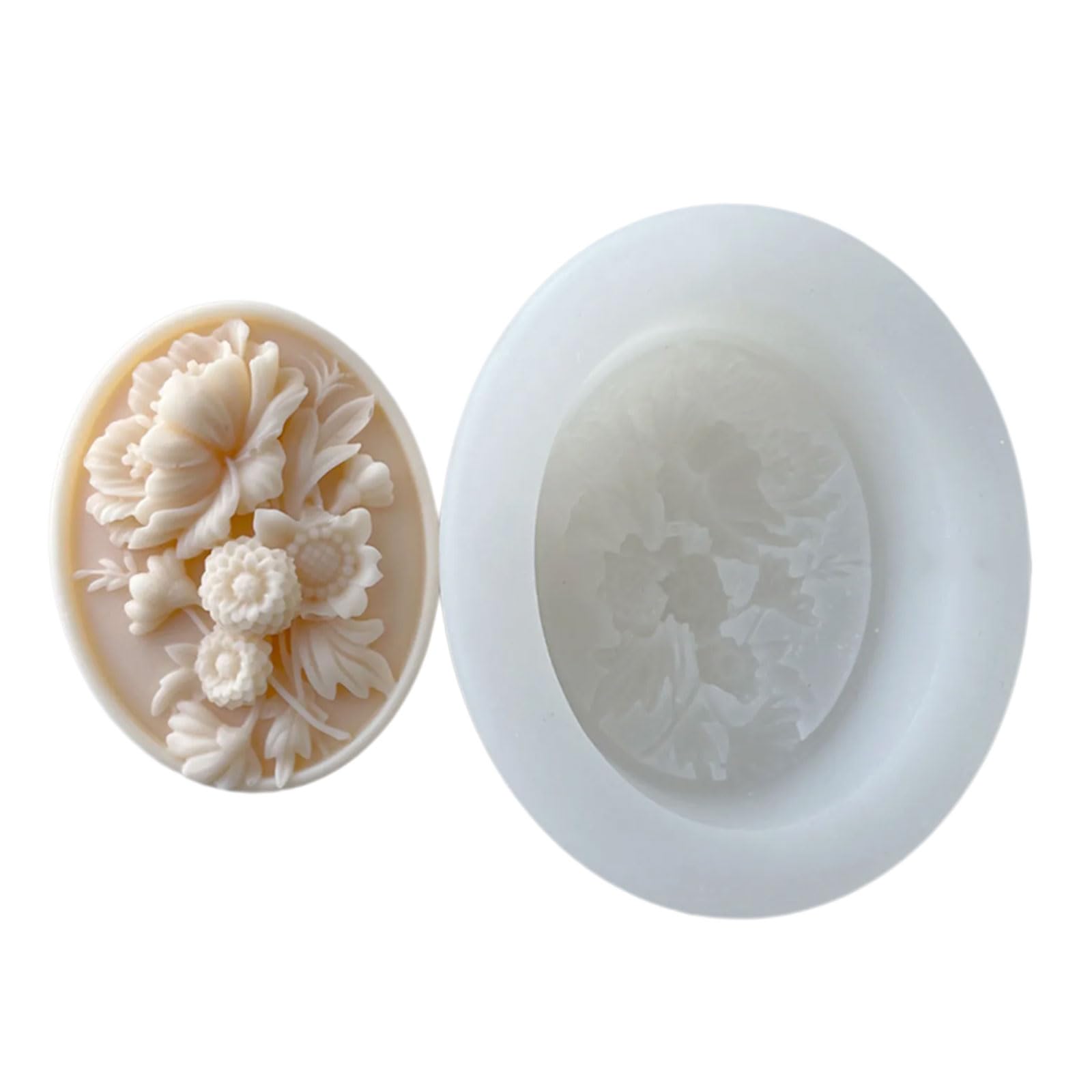 HUANGING Oval Flower Silicone Baking Molds Heatproof Multipurpose for Epoxy Resin Soap Fondant Food Grade Silicone Making Molds