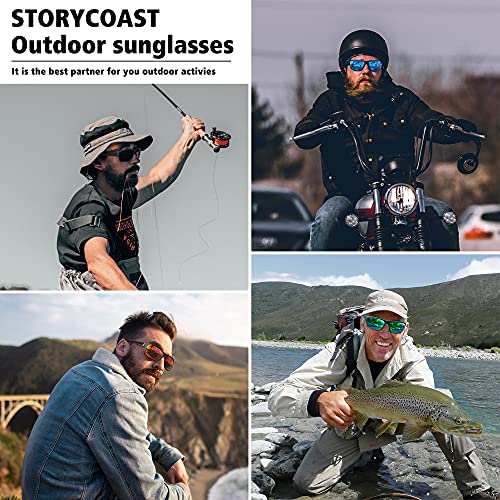 STORYCOAST Óculos de sol esportivos polarizados para homens e mulheres, armação inquebrável, ciclism