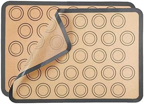 Baking Mat with Circles – Silicone Macaron & Cookie Sheet Liners, Non-Stick BPA-Free Reusable Silicone Mats for Half Sheet Pans (40 x 30 cm), for Precision Baking & Candy (2)