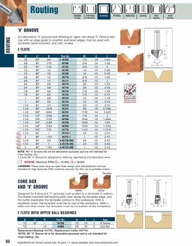 Amana Tool - 45726-CNC) V Groove 1-1/4 Dia. for CNC