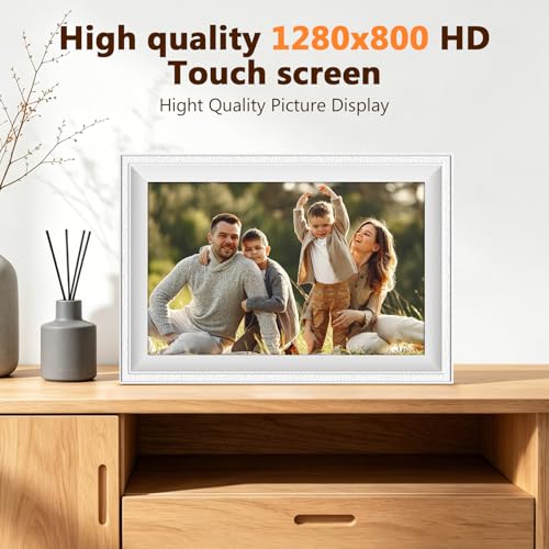 Smart White Digital Picture Frame WiFi Send Photos from Your Phone 16GB Storage 10.1inch 1280x800 IPS Touch Screen Digital Photo Frame Auto-Rotate Wall Mountable Photo Picture Frame Digital - image 3