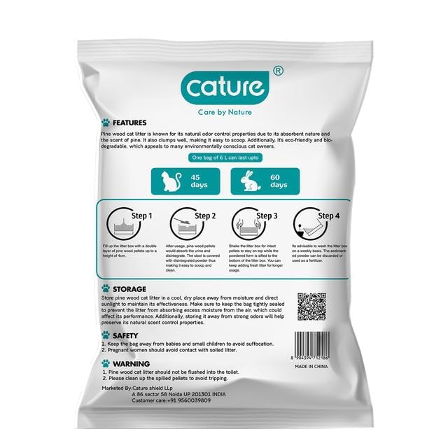 Image of cature Care by Nature Pine Wood Cat Litter | Environmental Protection | Odor Elimination | Strong Water Absorption | Easy to Clean for Multiple Cats (14.4 Kg Total) (4 Packs of 3.6Kg)