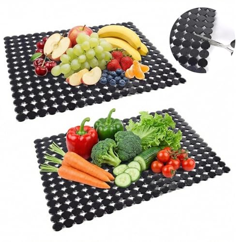 Dwitkul 2 Pièces Tapis Evier Cuisine en PVC 40 x 30 cm Protege Evier D'évier de Cuisine Découpable Protection Antidérapant Drainage Contre Rayures et...