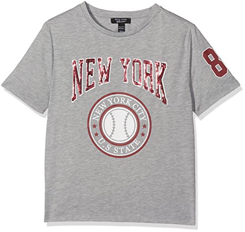 New Look New York Baseball Sequin Crop T-Shirt
