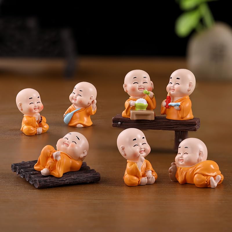 7 Figuras Miniatura Buda 1 pulgada Figuras de Monje para Decoración miniatura 4