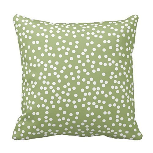 FFJPL Sage Green and White Polka Dots Design Throw Pillow Cover Case Decorative Square for Home Sofa 18x18 inch