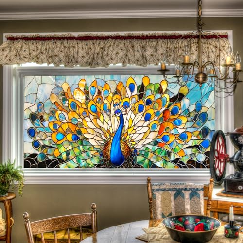 Vinilo Decorativo de Ventana con Diseño de Pavo Real 39.3x17.7 pulgadas miniatura 1