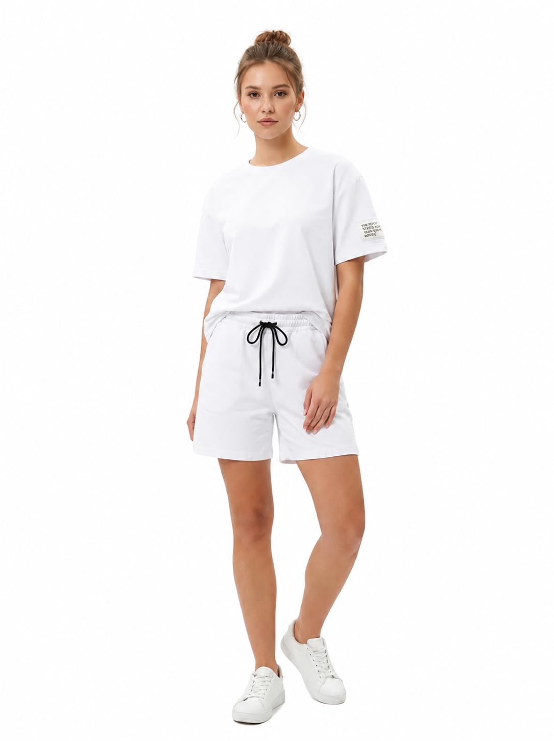 Survêtement 2502 - 2 pièces - Pour femme - Tenue de détente - Confortable - Taille unique (36-40) - Manches courtes et short