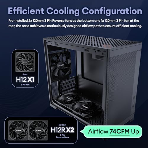 Image of Okinos MiniArt 4 Micro ATX PC case, 2x120mm Reverse 3 Pin Fans & 1x120mm 3 Pin Fan Pre-Installed, 240mm Radiator Support, Compact MATX Case, Front Mounted PSU, MiniArt Series Black