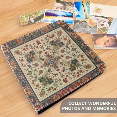 Álbum de fotos Scrapbook autoadhesivo con diseño floral Talavera mexicano, encuadernador de 3 anillos, 40 páginas, tamaño 11.8 x 11.2 pulgadas miniatura 5