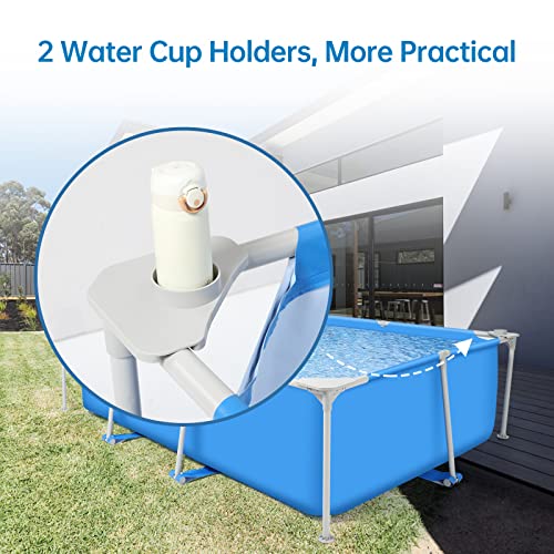 Jojoka Above Ground Pool Set 9.8' X 6.6' X 26" Rectangular Frame Swimming Pool 872 Gallons, Outdoor Backyard Family Pool, Corrosion & Puncture Resistant With Water Cup Holder #TOP4