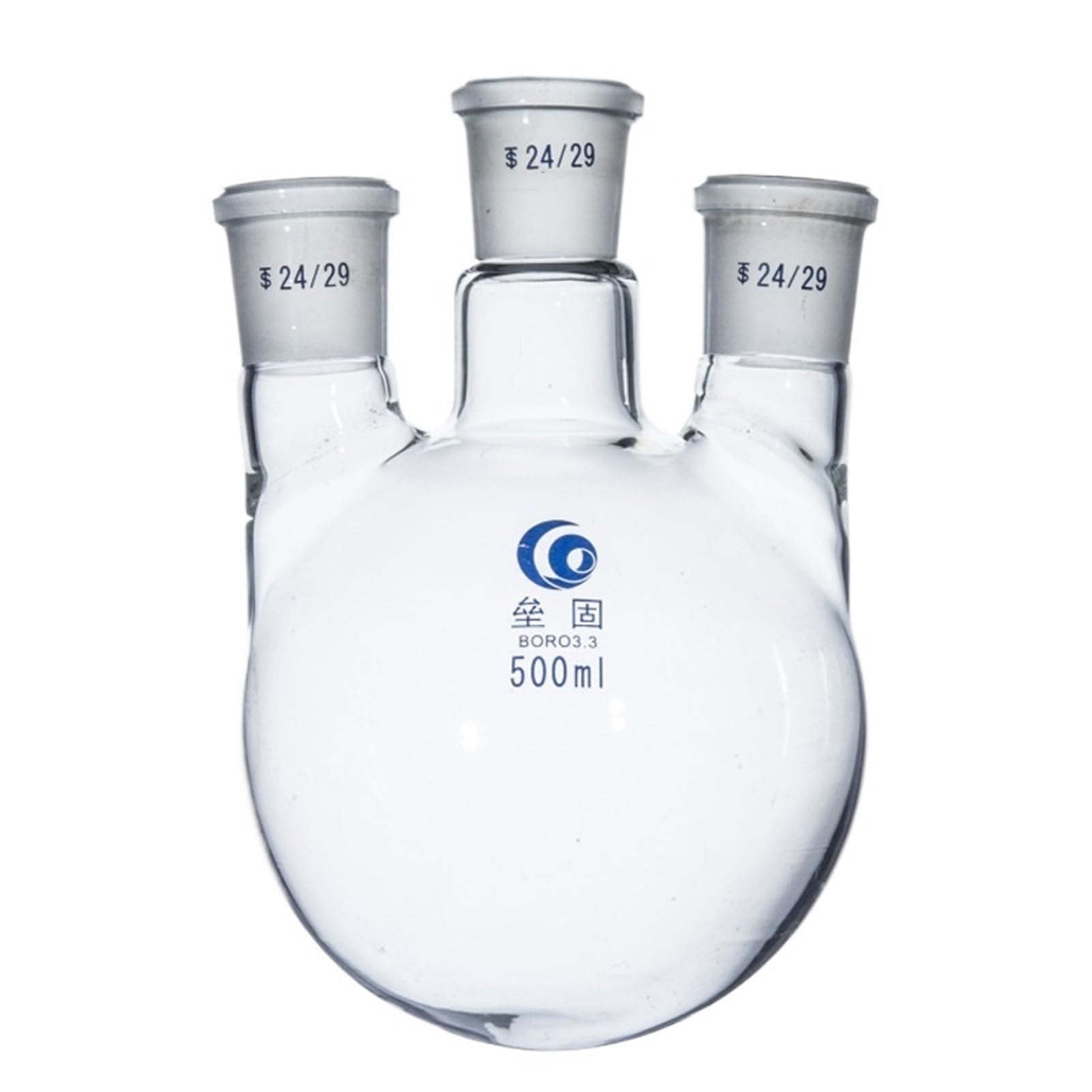 Gerader Dreihalskolben, runder Boden, Glaskolben mit hohem Borosilikatgehalt, Labor-Dreihalsreaktor, dicker Abschnitt | 250ml 24x19x19
