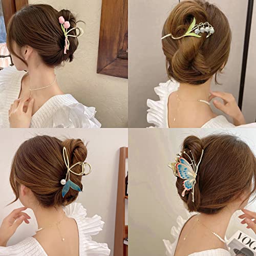 Pinzas para cabello metálicas grandes, 4 piezas miniatura 6