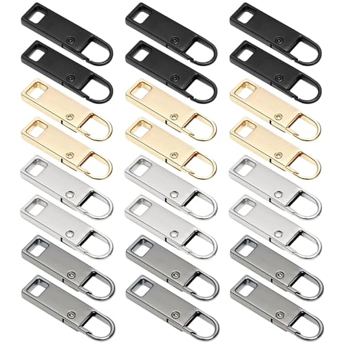 24 unidades de cremallera para vestidos, mochilas, bolsos, maletas, botas, cremallera de metal extraíble y colgante de repuesto