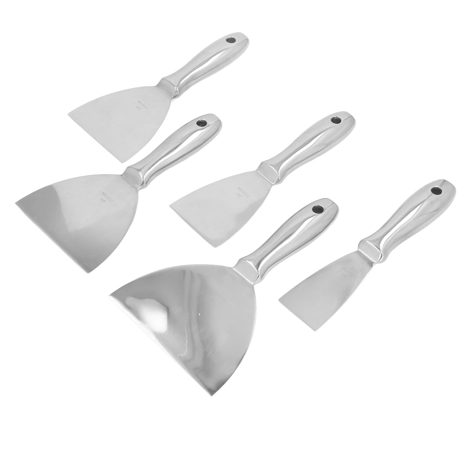Jeffergarden Juego de Raspadores de Masilla de Acero Inoxidable, 5 Unidades, 2 Pulgadas, 3 Pulgadas, 4, 5, 6, para Reparación de Paneles de Yeso, Eliminación de Lechada, Papel Tapiz, Raspado,